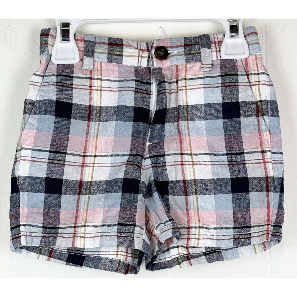 Janie And Jack Boys Shorts Plaid Preppy Coastal Blue Pockets Size 12-18 Months